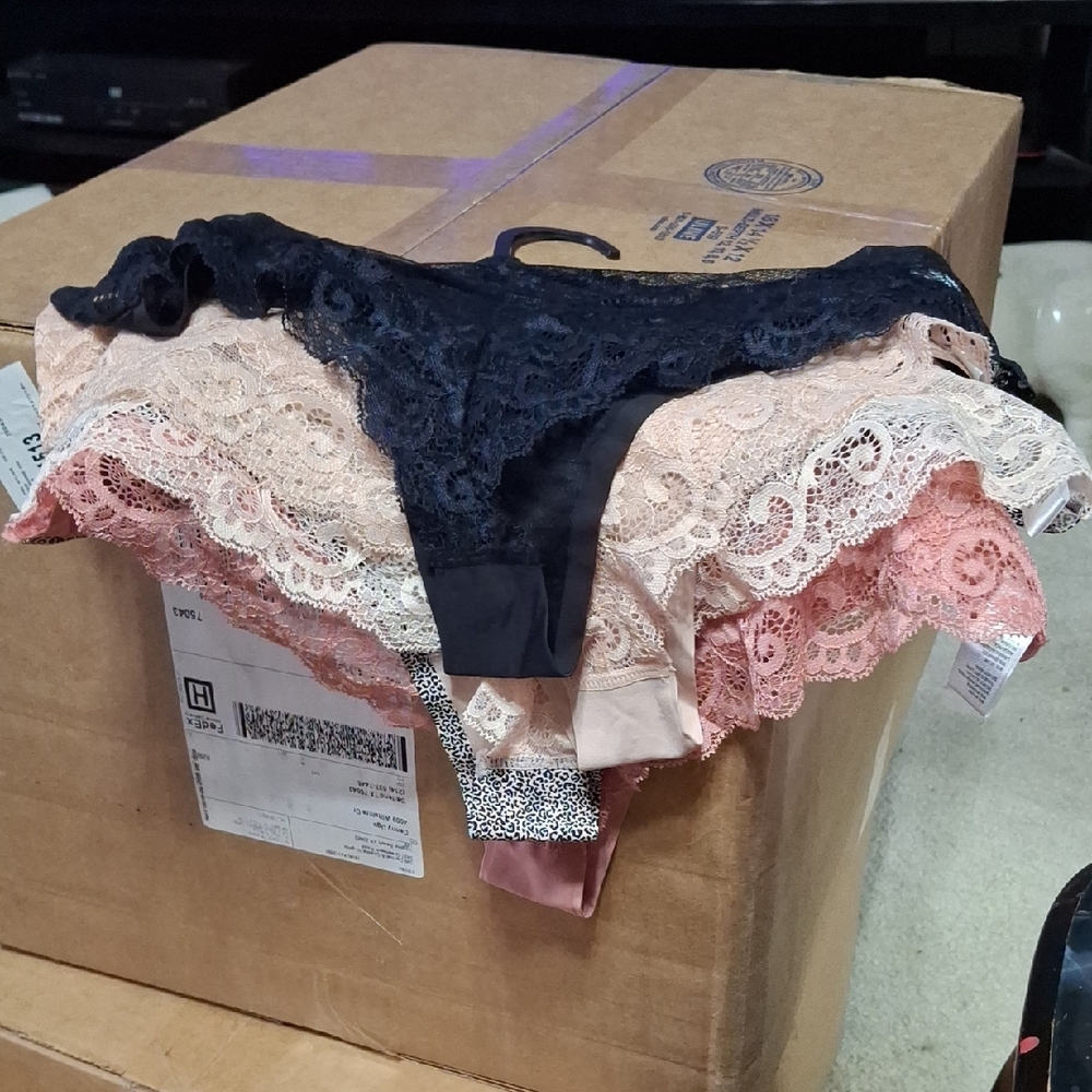 Lace Panty Set in Black, Cream, and Pink